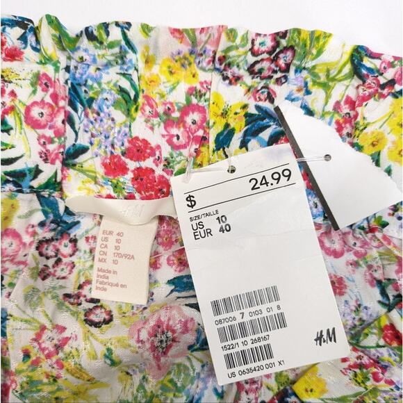 NEW H&M Off Shoulder Floral Print Top 10 Coquette Romantic Softgirl Cottagecore - Picture 8 of 12